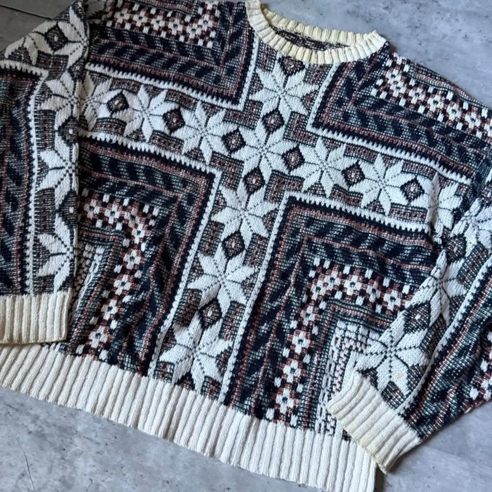 Vintage 90s knit geometric pattern  sweater